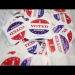 I Voted Today stickers in a basket