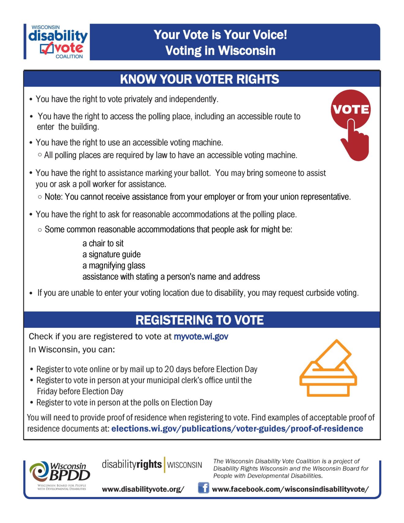 Voting in Wisconsin Fact Sheet - Wisconsin Disability Vote Coalition