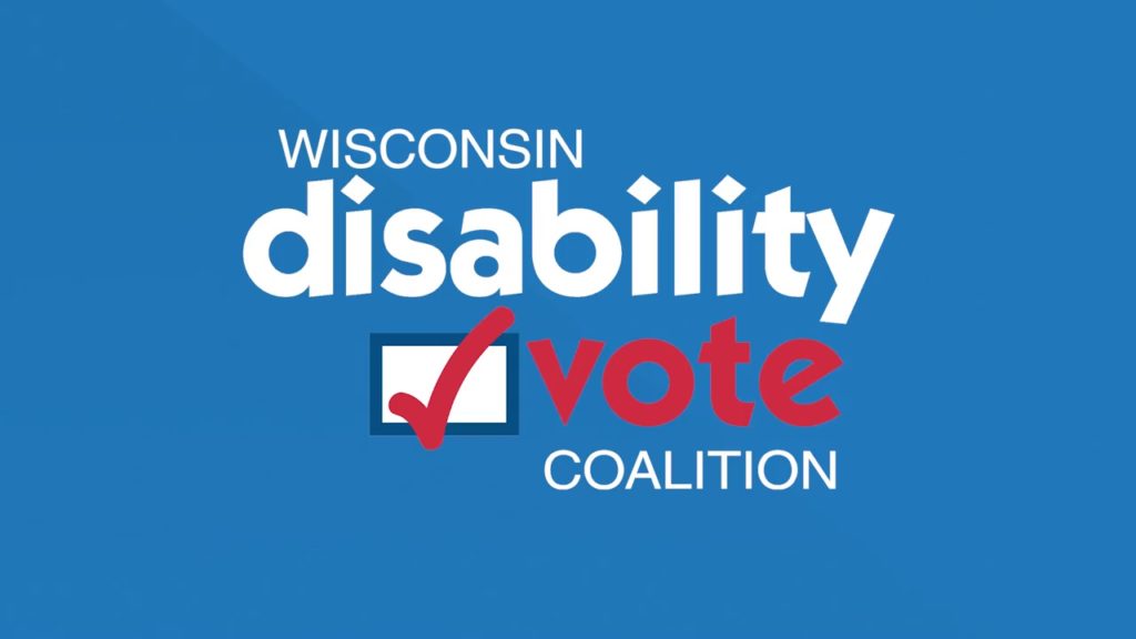 Wisconsin Disability Vote Coalition logo on blue background