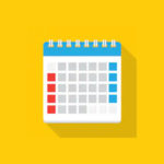 Calendar icon with blue and red dates