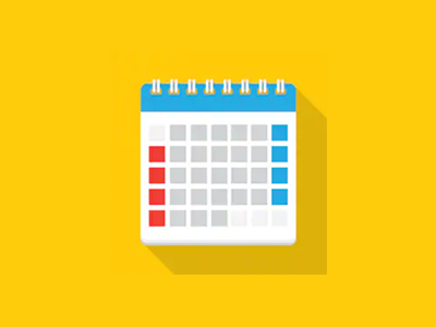 Calendar icon with blue and red dates