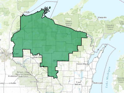 Map of boundaries of Wisconsin 7th Congressional District