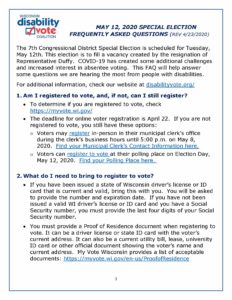 Front page of DVC May 2020 Special Election FAQ