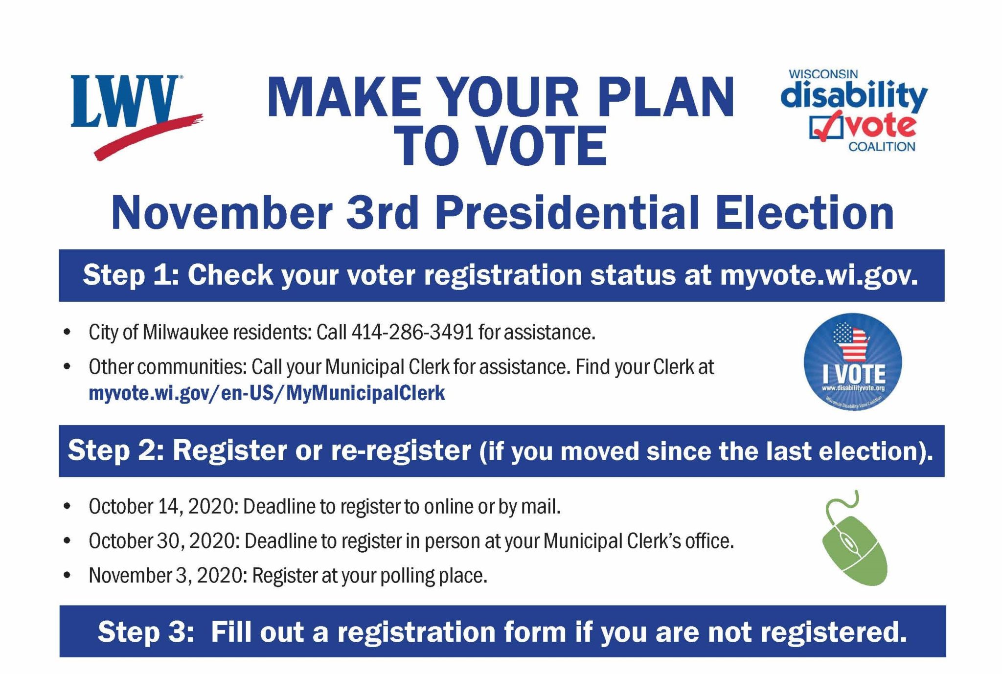 Make Your Plan to Vote on November 3rd Wisconsin Disability Vote