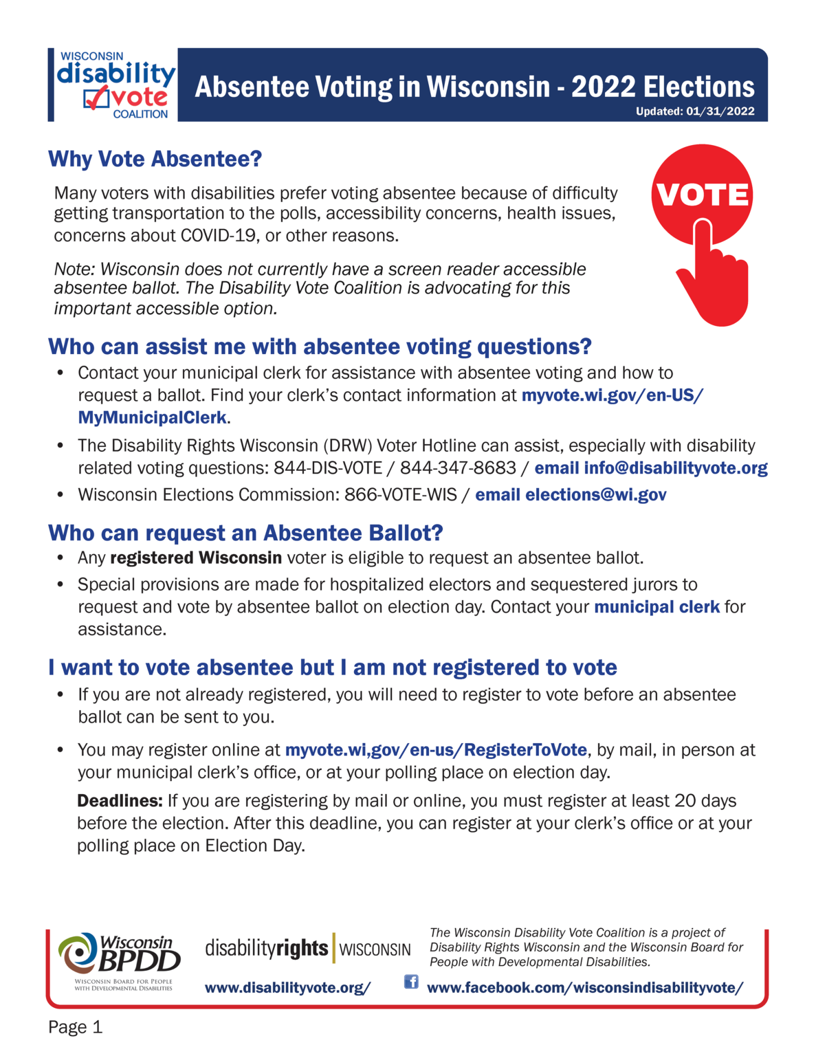 Absentee Voting in Wisconsin Factsheet - 2022 Elections - Wisconsin ...