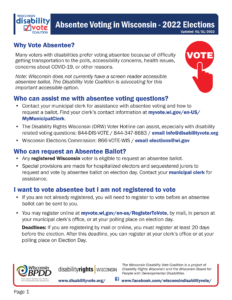 Preview of the Absentee Voting 2022 Factsheet. Full accessible document is available in post.