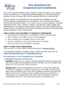 Preview of the Key Questions for Congressional Candidates factsheet.