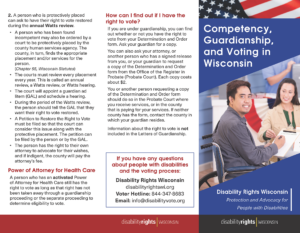 Preview of first page of the Competency, Guardianship, and Voting brochure.