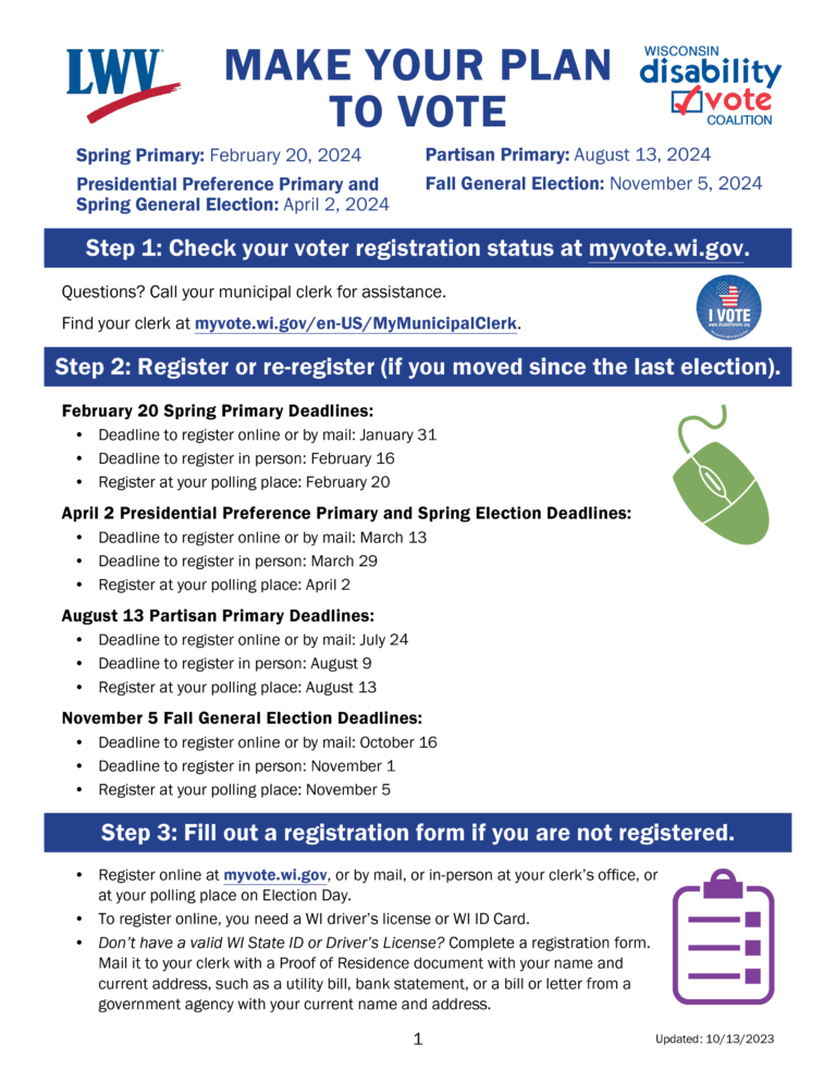 Make Your Plan to Vote 2024 Fact Sheet Wisconsin Disability Vote